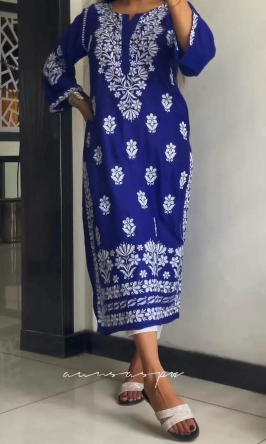 Women's Stitched Linen Embroidered Kurta