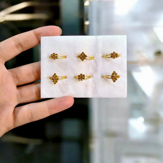 6 Pcs Kids Girl Crystal Adjustable Ring Set