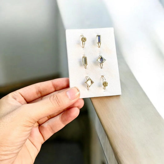 6 Pcs Kids Girl Crystal Adjustable Ring Set