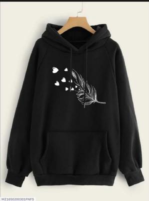 1 Pc Women's Stitched Fleece Printed Pullover Hoodie