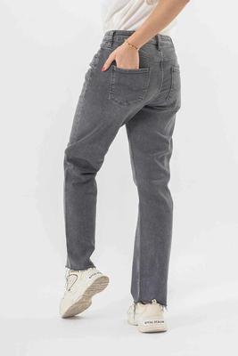 High Waist Grey Denim Pants for a Trendy Minimal Look EW-000755