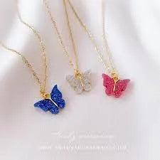 Adjustable Butterfly Design Necklace for Women - 1 Pc in Blue, White, and Pink