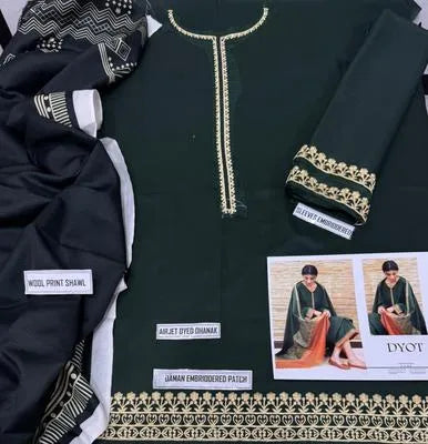 DYOT 3 Pcs Unstitched Embroidered Suit