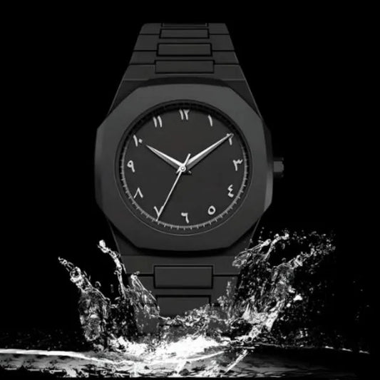 Aura Exclusive Matte Black Luxury Watch | Eastern Arabic Numerals