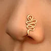18K Gold Plated Copper Fake Nose Cuff Nose Rings For Women Crystal Non Piercing Gold Plated Clip On Nose Clip Hiphop Faux Body Jewelr