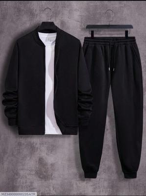 Men's Fleece Plain Zipper Track Suit