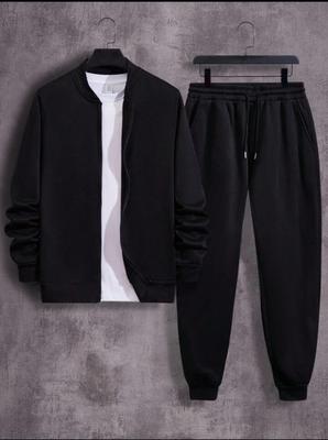 Men's Fleece Plain Zipper Track Suit
