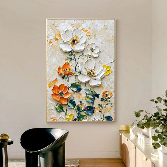 Vertical Floral Canvas Painting