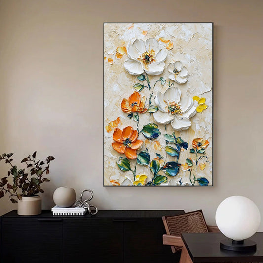 Vertical Floral Canvas Painting