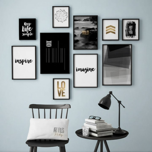 Motivational Wooden Wall Art Frame Set of 10