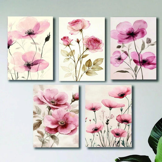 Set of 5 Floral Wooden Wall Frames
