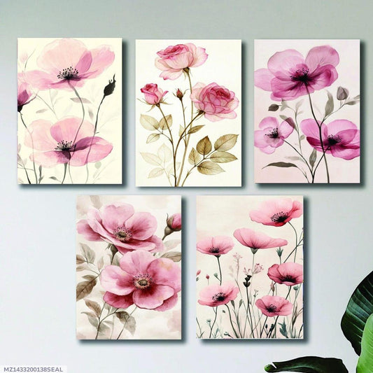 Set of 5 Floral Wooden Wall Frames