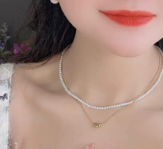 Elegant double Layer Heart pearl