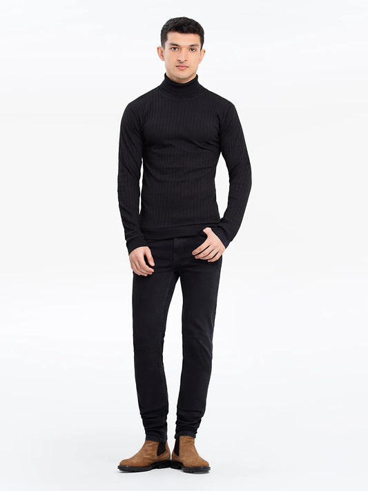 Men's Black High Neck