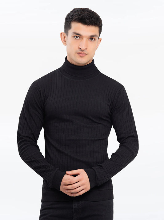 Men's Black High Neck