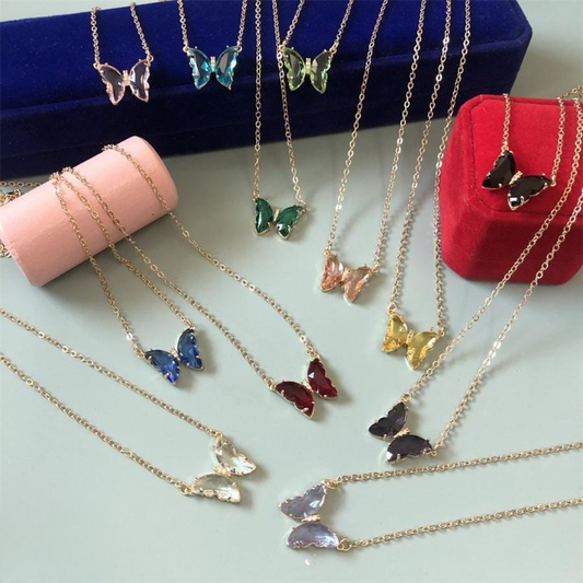 Crystal Butterfly Pendant Necklace